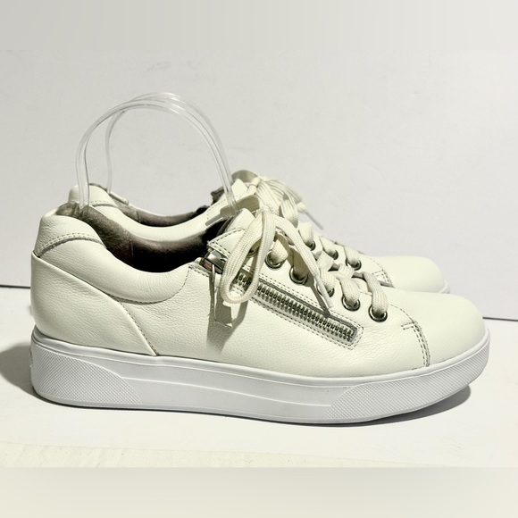 Munro Tilly White Leather Zip Lace Sneakers Womens 9 Comfort Walking Shoes - Picture 3 of 10
